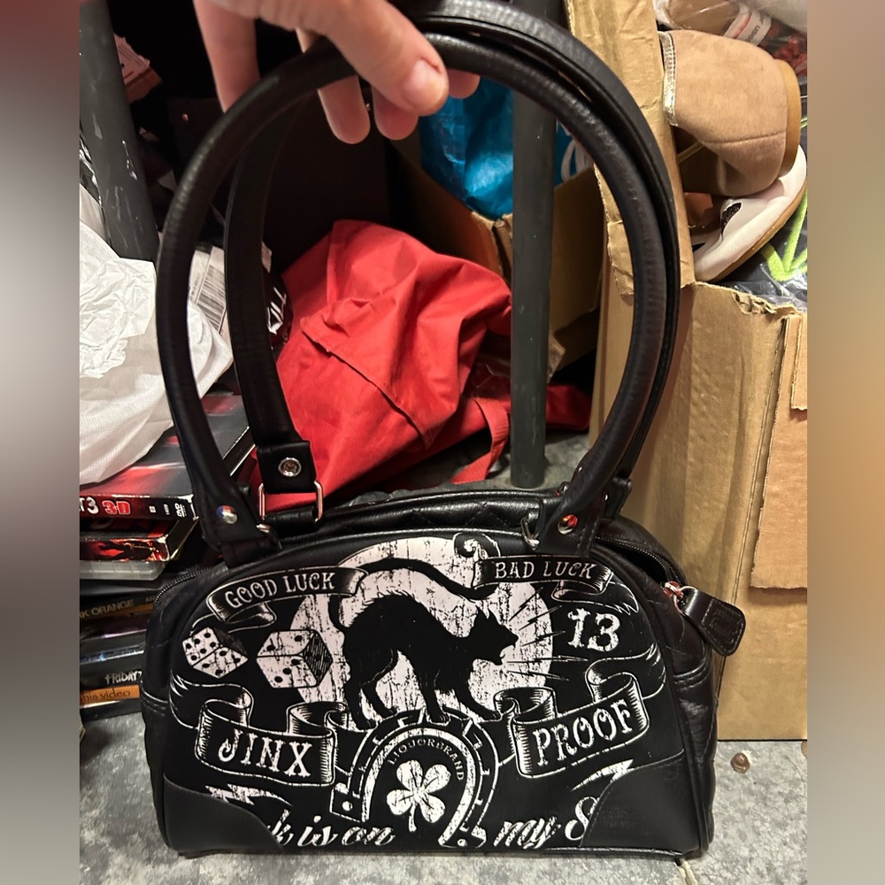 Liquor brand JINX PROOF BAD GOOD LUCK 13 handbag purse bag rockabilly punk - Picture 2 of 5